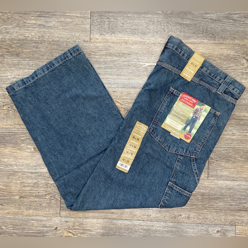 Levis Jeans Mens 46x30 Blue Carpenter Signature Relaxed Baggy Y2K Work Pants NWT